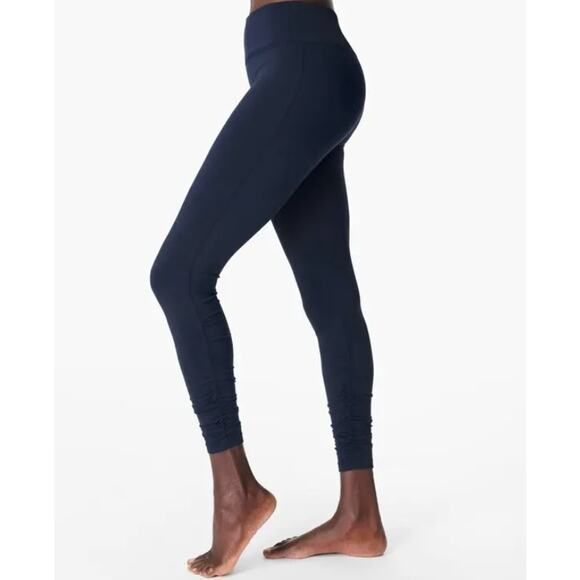 Sweaty Betty Small S Navy Blue All Day Ruched Hem 7/8 Length Leggings Workout - Picture 10 of 11